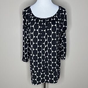 Marks & Spencer womens 3/4 sleeve white/black polka dot size US 12 UK 16 stretch